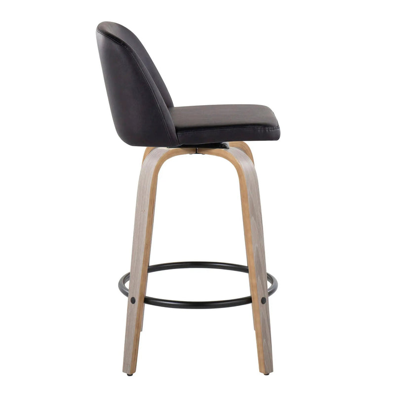 Toriano - Contemporary Fixed Height Counter Stool With Swivel & Round Footrest (Set of 2) by HouseOfZazla