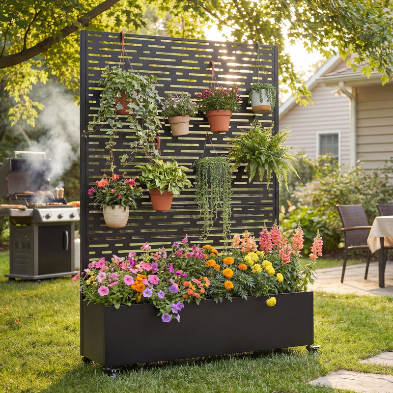 Metal Raised Garden Bed with Wheels and Trellis by HouseOfZazla