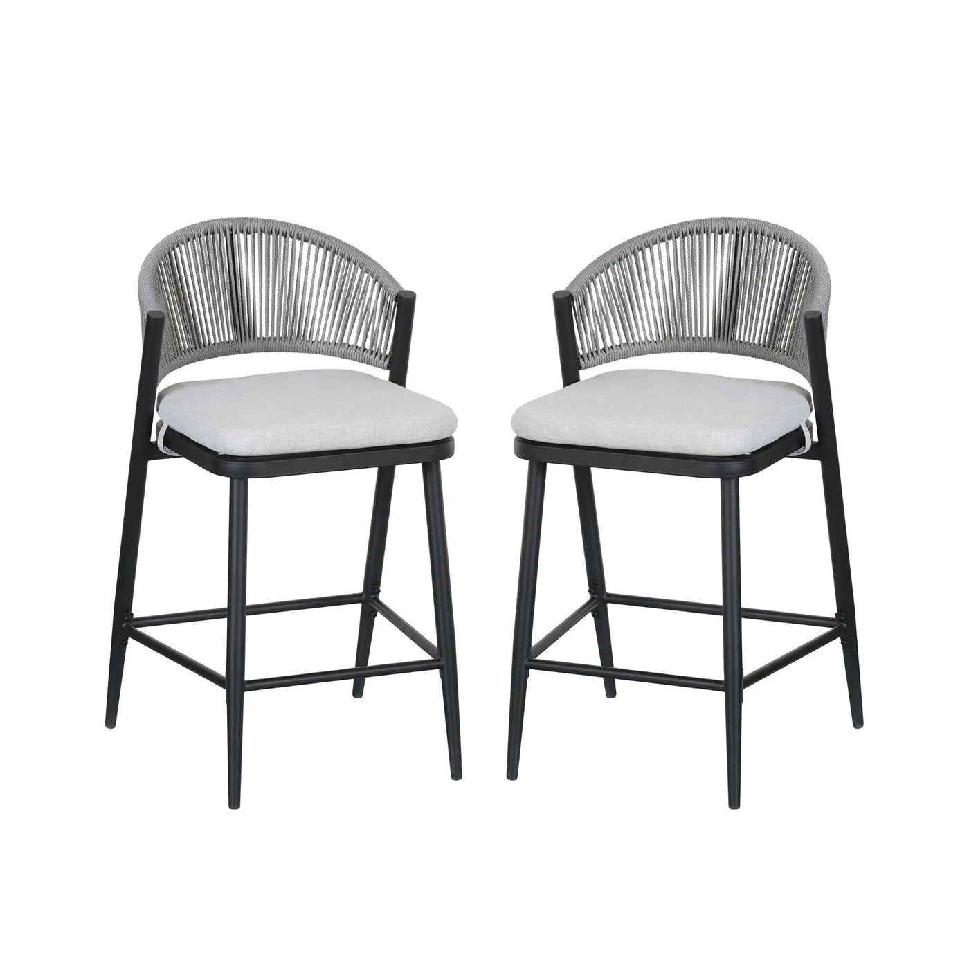 Outdoor 26" Counter Height Metal Frame Counter Stools With Scallop Shaped Backrest & Water Resistant Cushions by HouseOfZazla