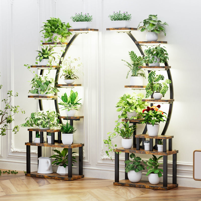 9 Tiered Indoor Plant Stand With 5 Adjustable Grow Lights by HouseOfZazla