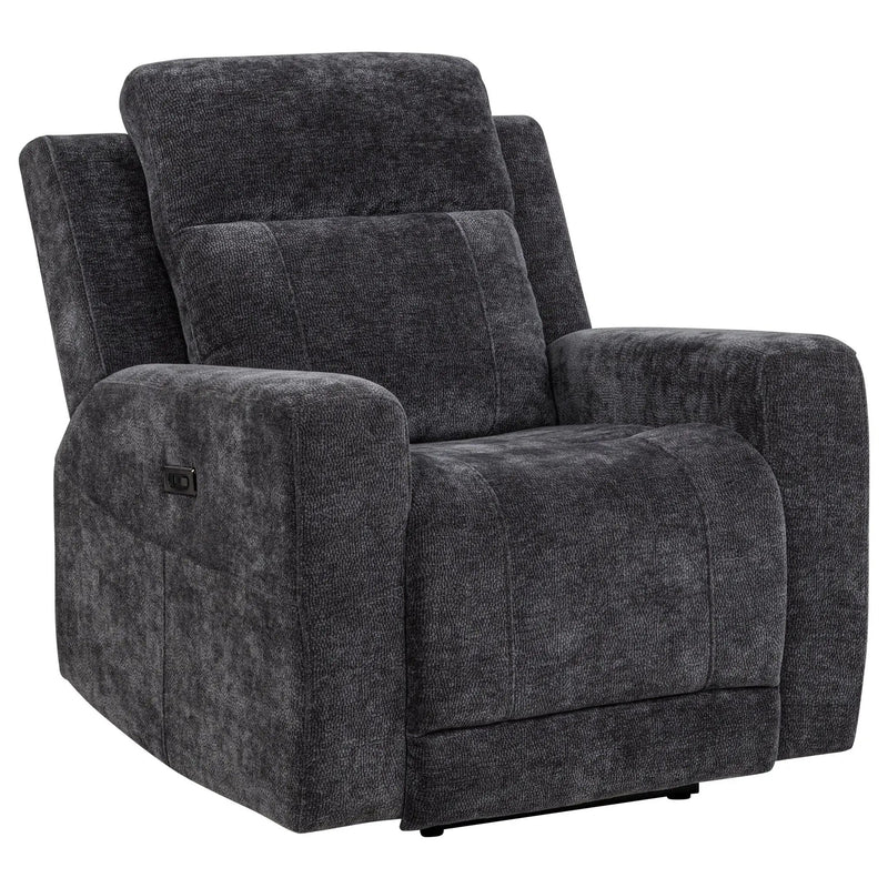Kennett Chenille Upholstered Power Recliner Chair Dark Grey by Unique Piece Furniture