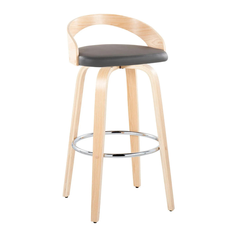 Grotto - Contemporary Fixed-Height Barstool With Swivel With Round Footrest (Set of 2) by Unique Piece Furniture