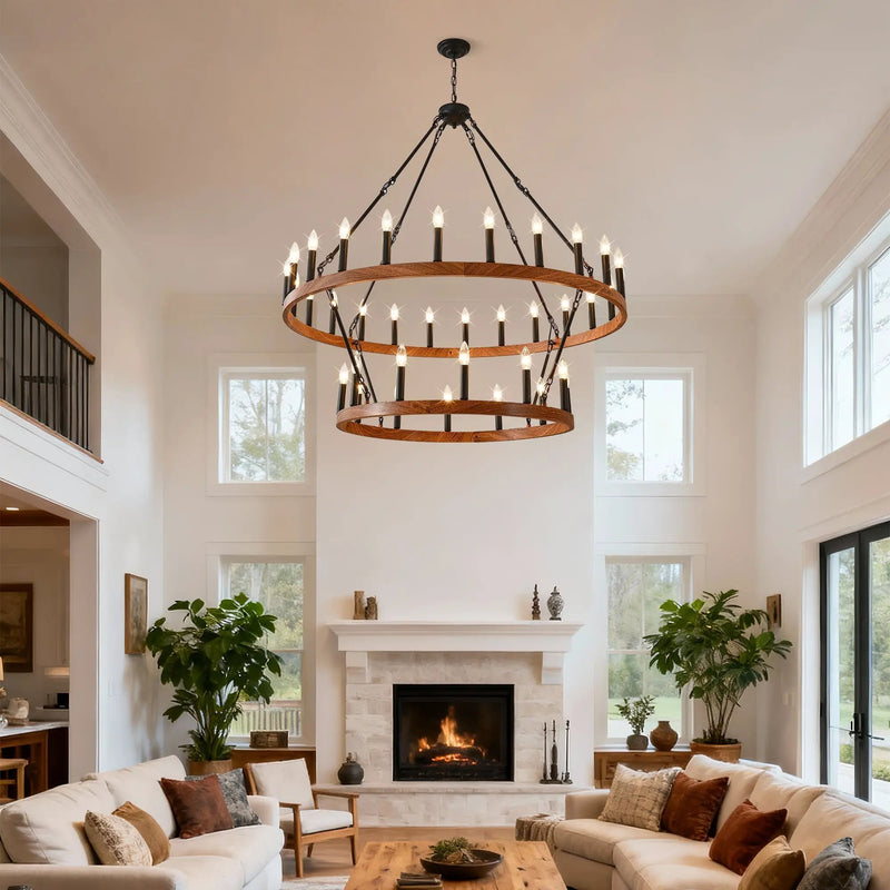 47.24 Inch Large Wagon Wheel Chandelier by HouseOfZazla