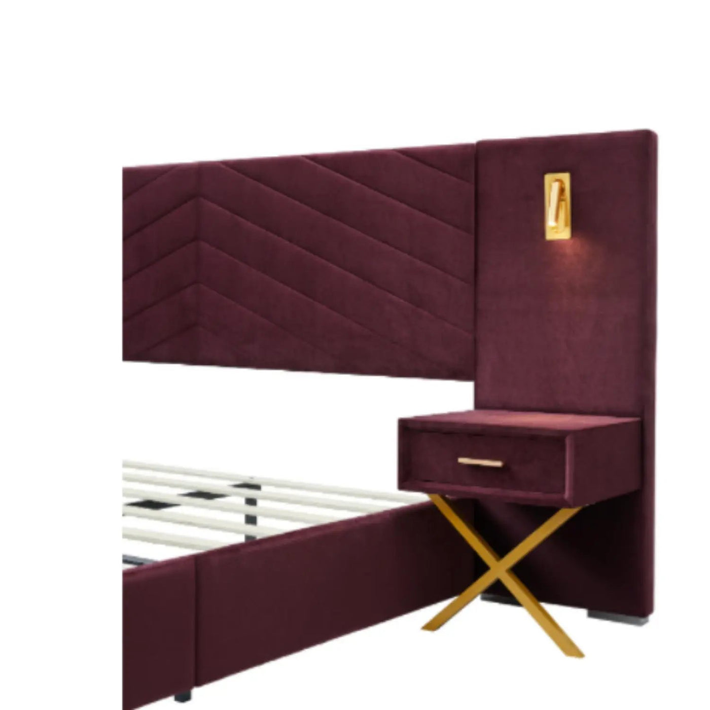 Comfortable Upholstered Bed With Vertical Channel Tufted Wingback Headboard by HouseOfZazla