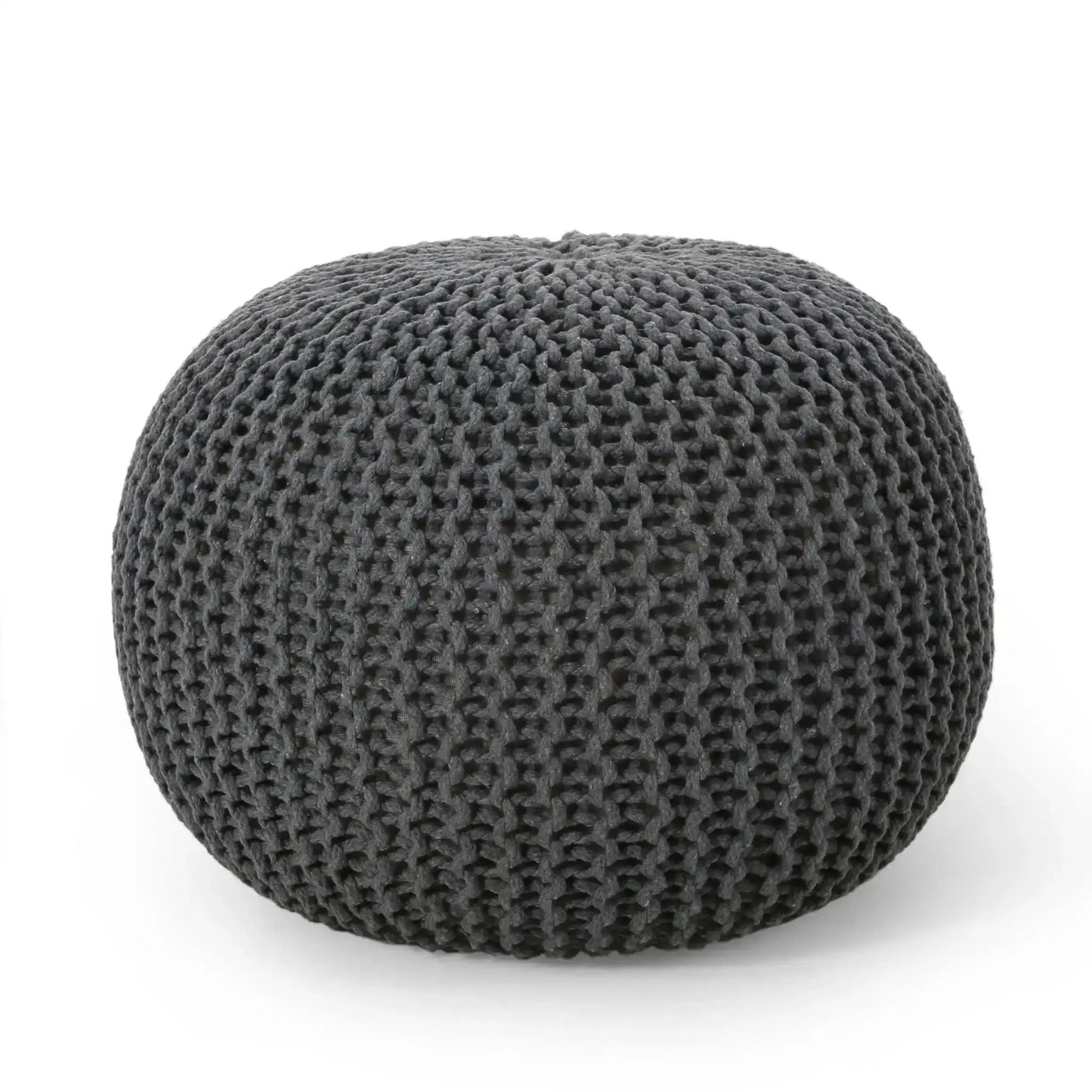 Bordeaux Knitted Cotton Round Pouf - Versatile Ottoman and Floor Cushion by HouseOfZazla