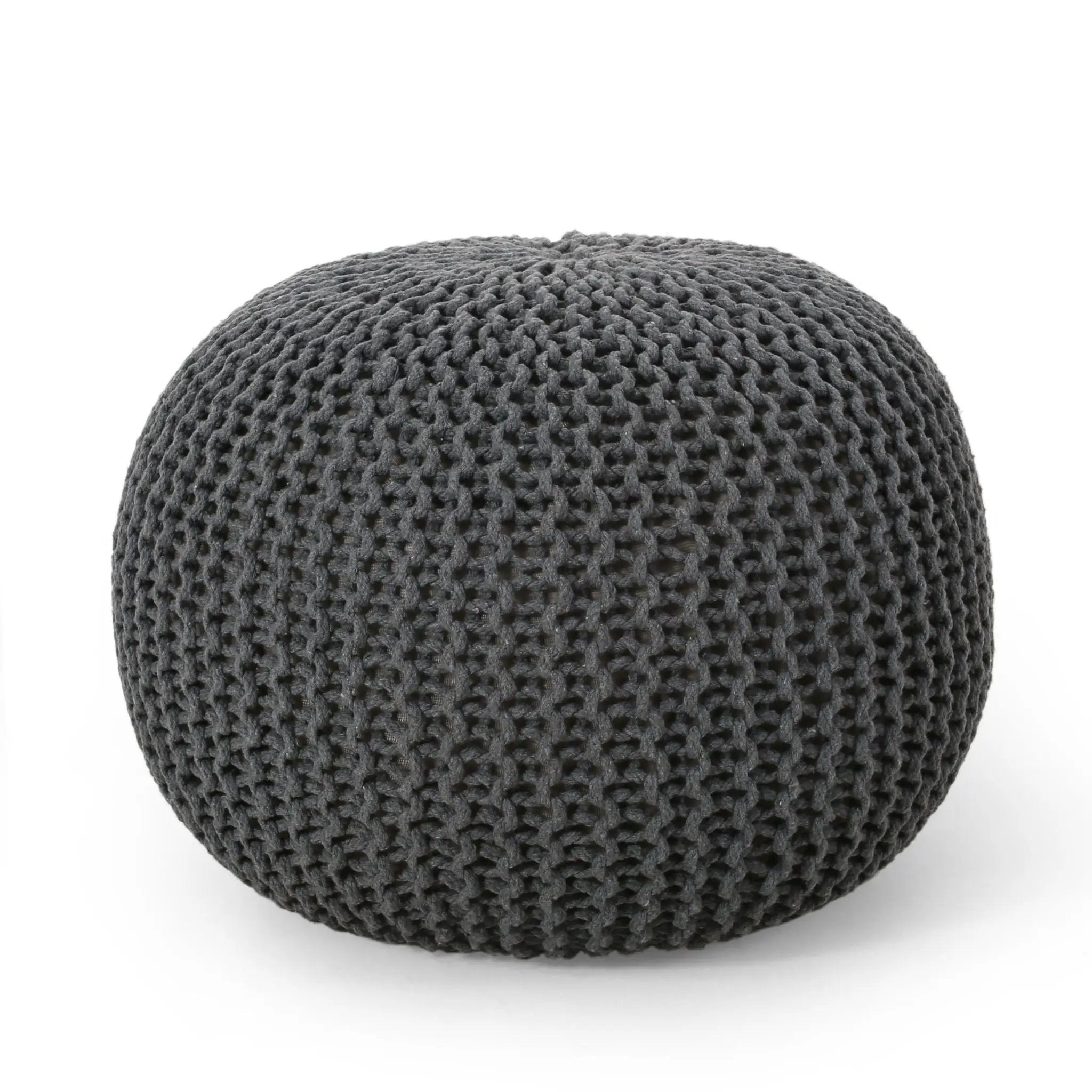 Bordeaux - Knitted Round Pouf, Versatile Ottoman And Floor Cushion by Unique Piece Furniture