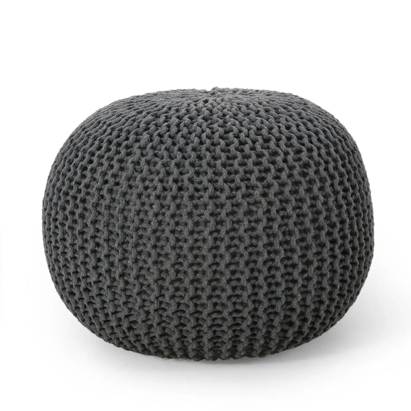 Bordeaux - Knitted Round Pouf, Versatile Ottoman And Floor Cushion by Unique Piece Furniture
