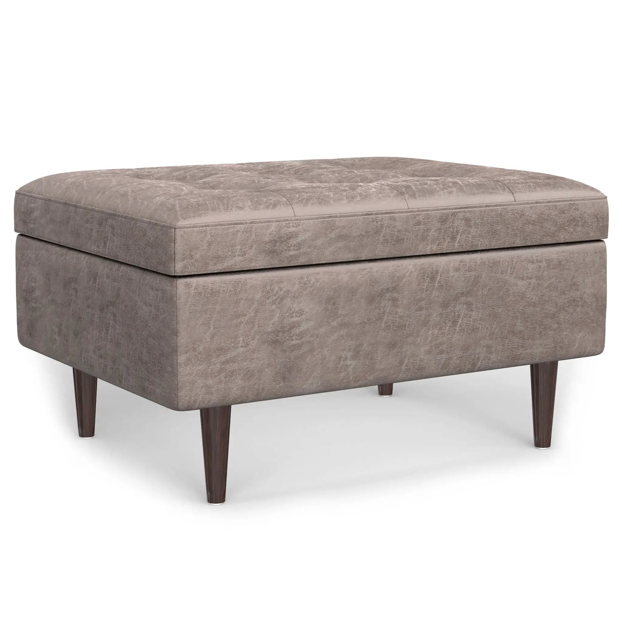 Shay - Large Square Coffee Table Storage Ottoman Mid-Century Style by HouseOfZazla