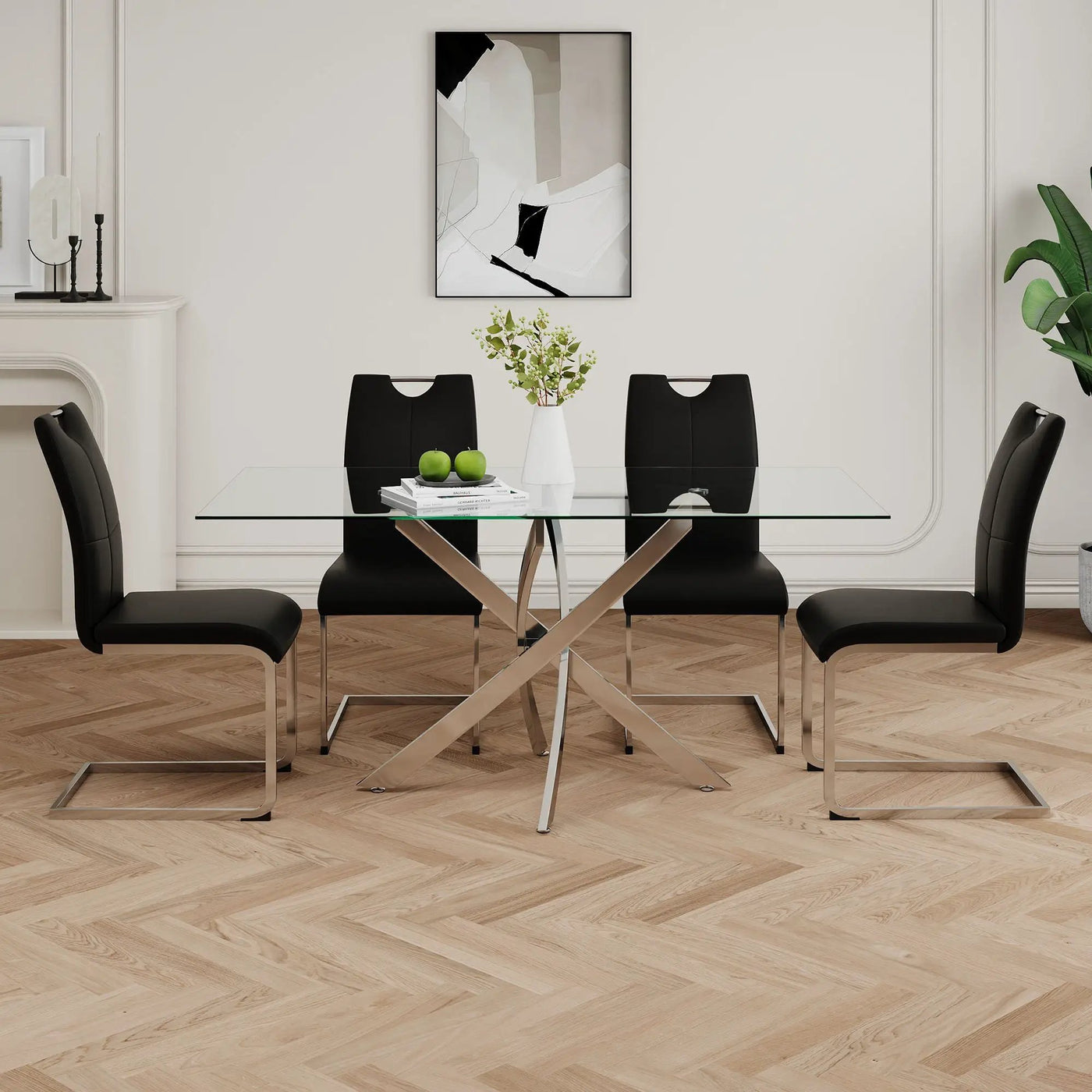 Modern Dining Chairs With Padded Seat And Metal Legs by HouseOfZazla