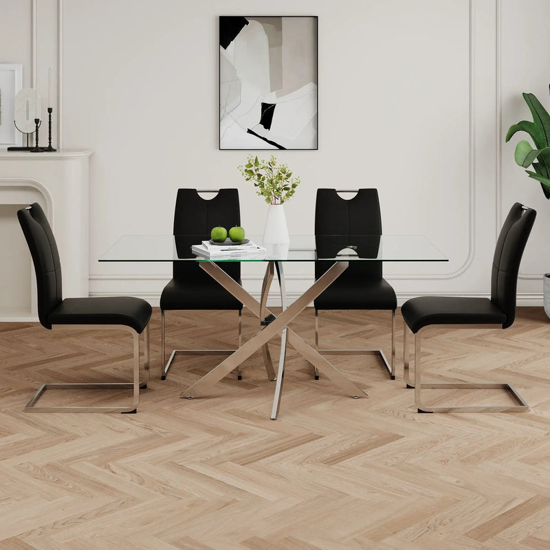 Modern Dining Chairs With Padded Seat And Metal Legs by HouseOfZazla