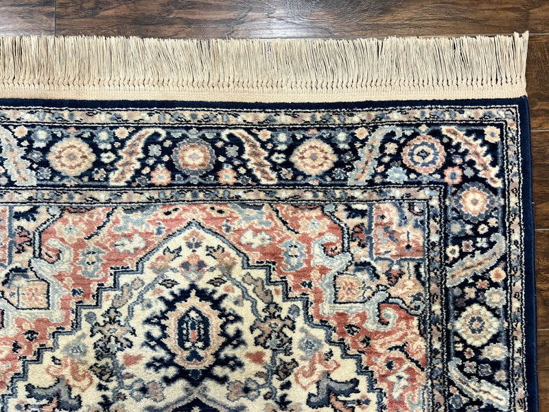 Karastan Blue Heriz Rug #748, Vintage Wool Karastan Carpet 4.3 x 6, Discontinued Original 700 Series Karastan Area Rug by Jewel Rugs