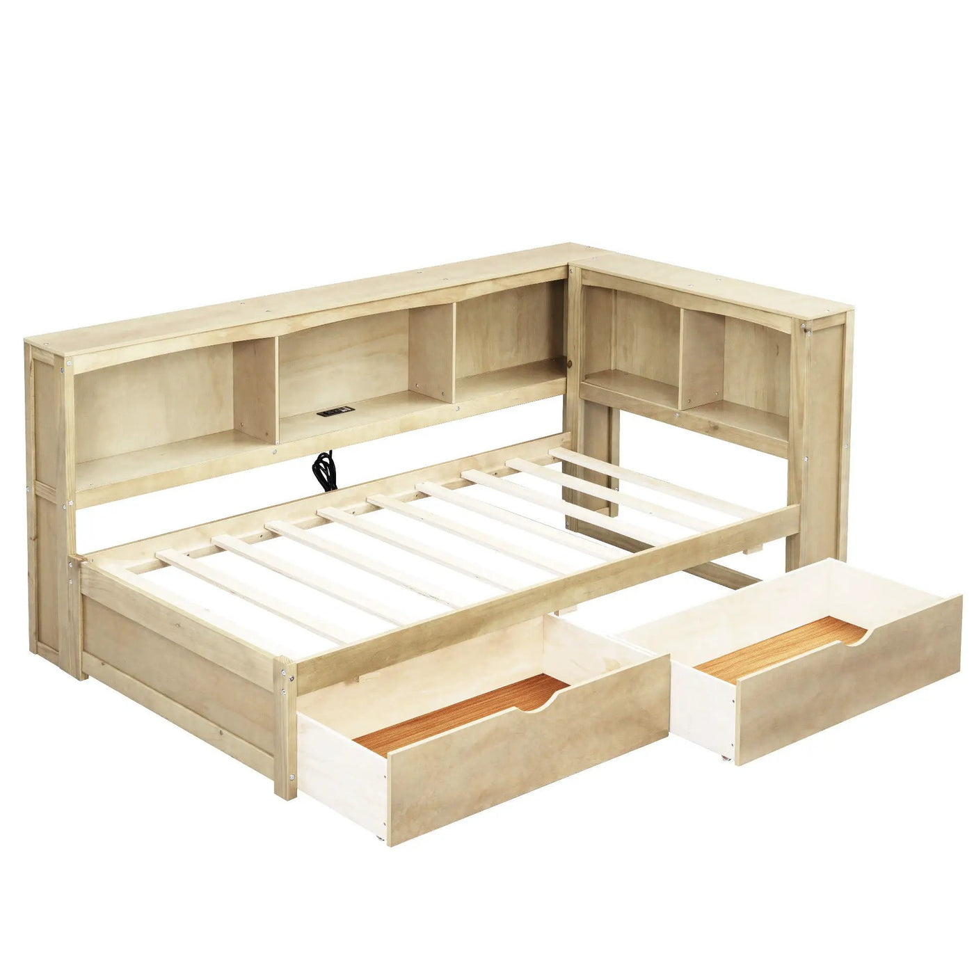 Daybed With 2 Storage Drawers, Storage Cabinets, USB Ports by HouseOfZazla