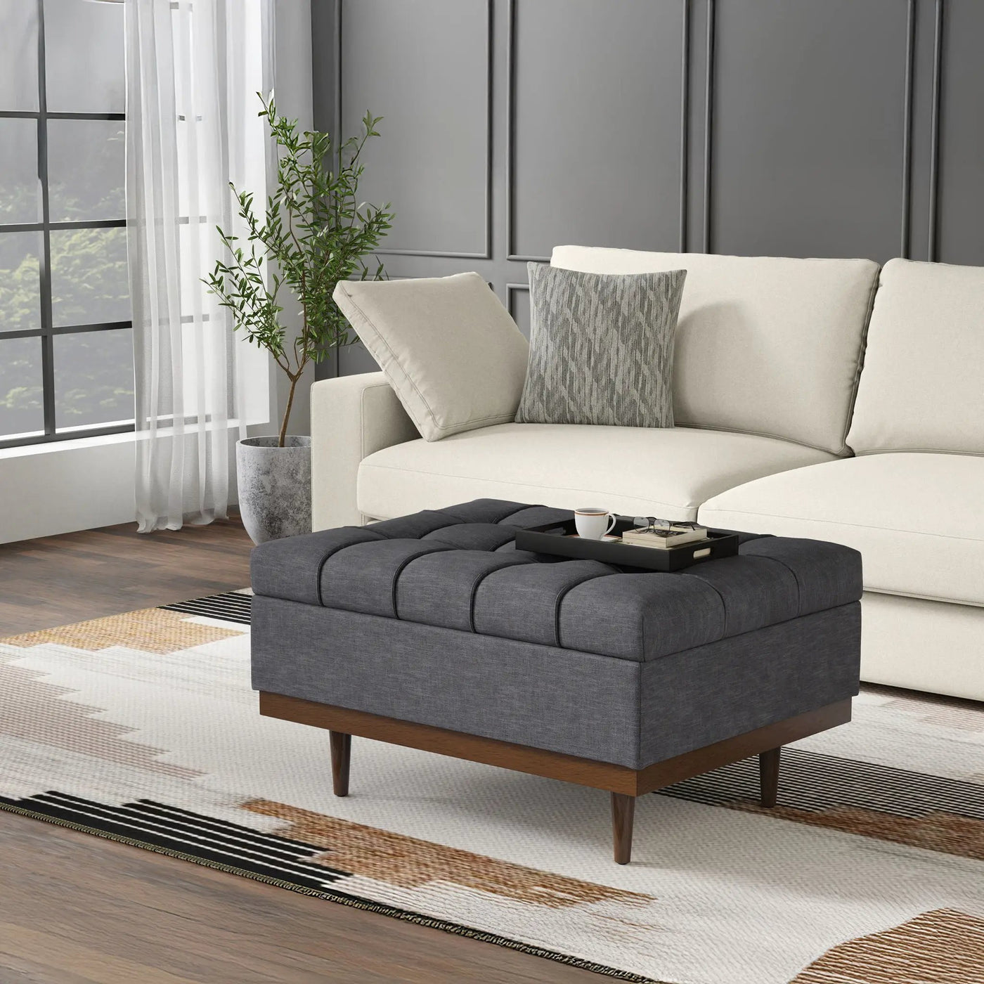 Mariah - Upholstered Lift Top Table Storage Ottoman by HouseOfZazla