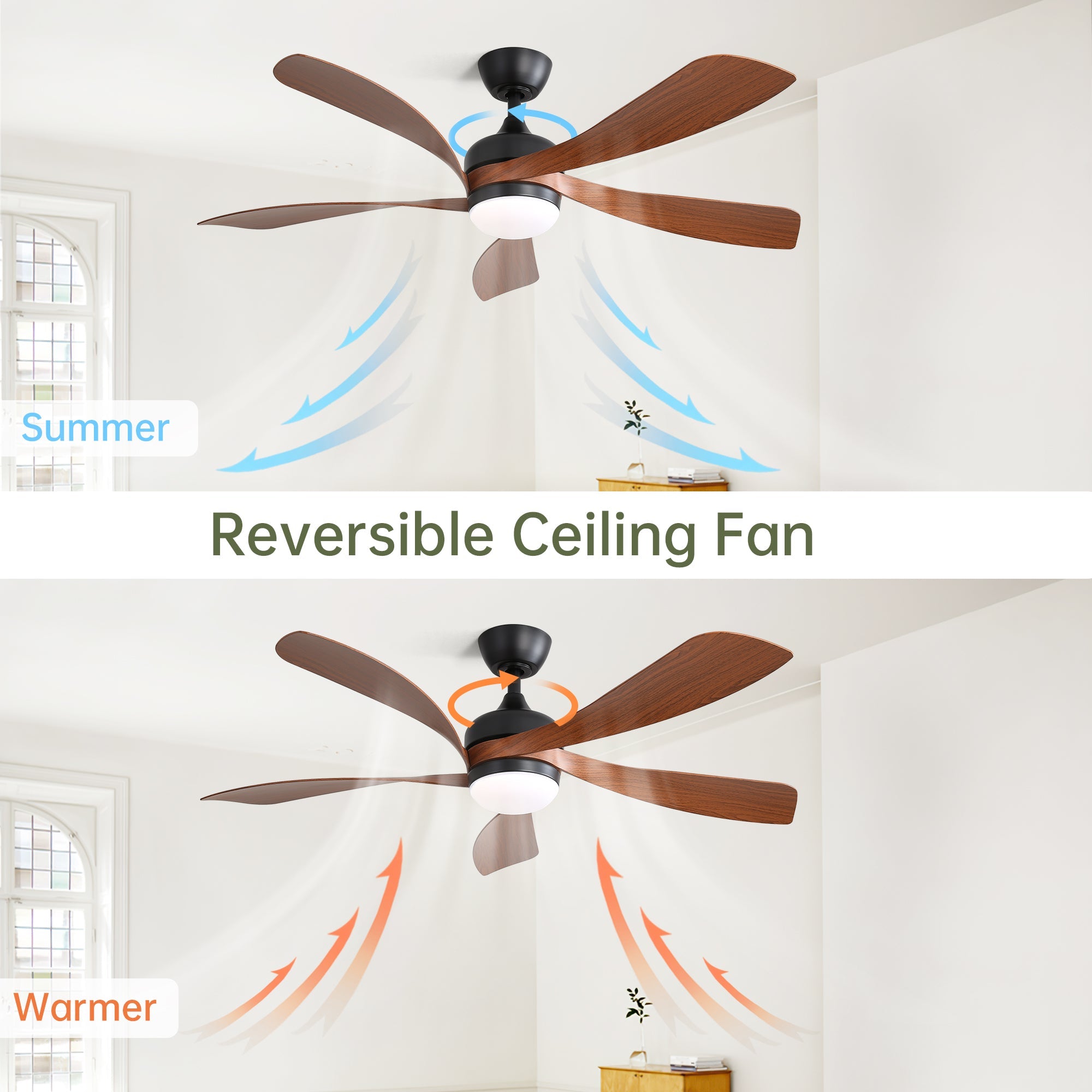 52 Inch Indoor Ceiling Fan With 3 Color Dimmable LED Light and Remote Control by HouseOfZazla