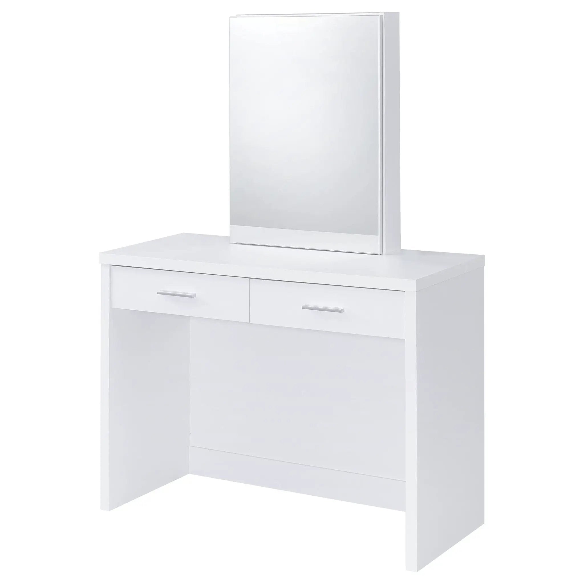 Bunbury Makeup Vanity Table Set Storage Mirror and Stool White by Unique Piece Furniture
