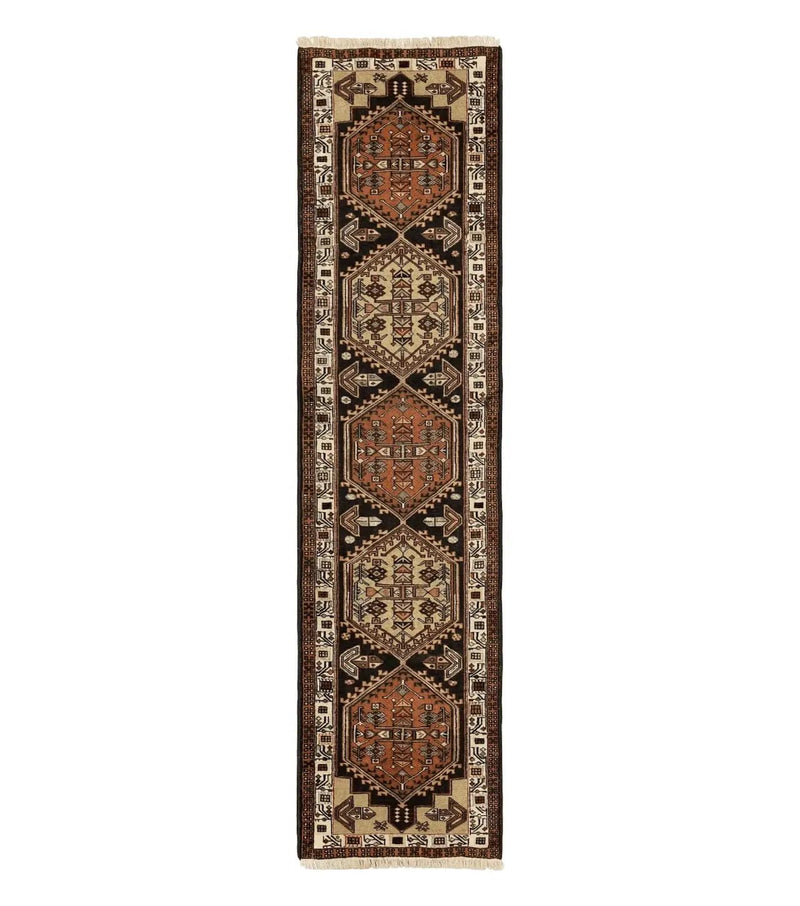Persian Tribal Runner Rug 2.4 x 9.4, Geometric Medallions, Sarab Runner by Jewel Rugs
