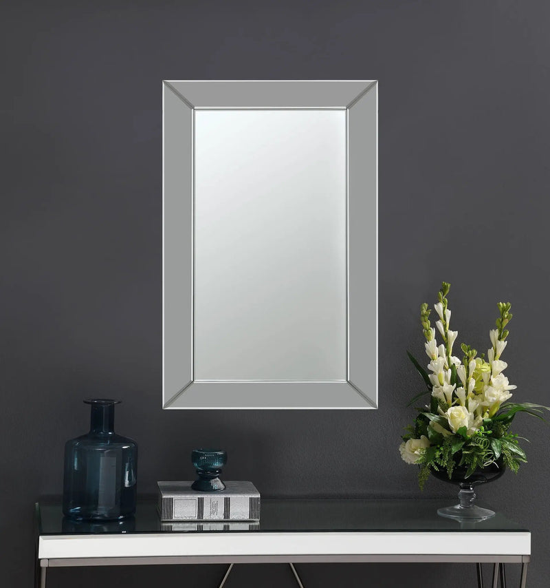 Pinciotti 36 x 24 Inch Beveled Frame Wall Mirror Silver by Unique Piece Furniture