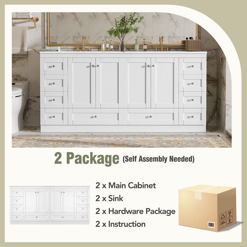 Shaker Free Standing Bathroom Vanity Cabinet & Sink, Soft Close Drawers, Soft Close Doors by HouseOfZazla