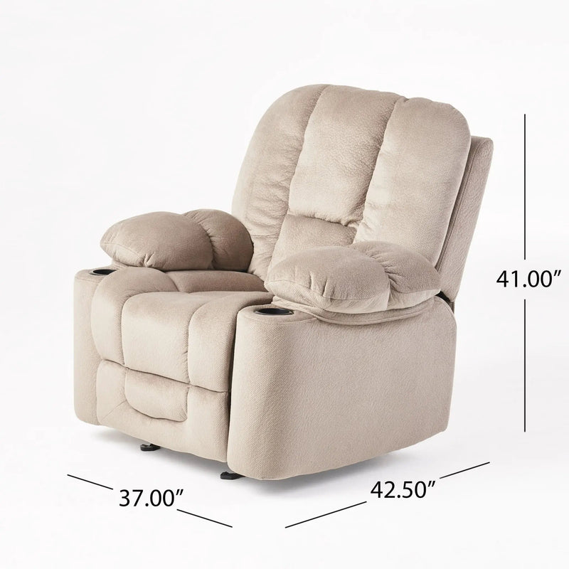 Luxurious Manual Recliner Chair With Skin-Friendly Fabric And Dual Cup Holders by Unique Piece Furniture