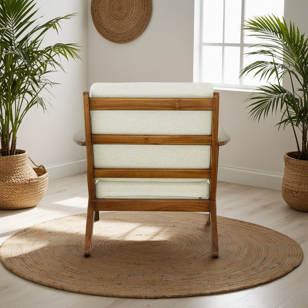 Genuine Lounge Chair with Solid Wood Frame - Beige, Green, Light Blue, photo 14 of 24