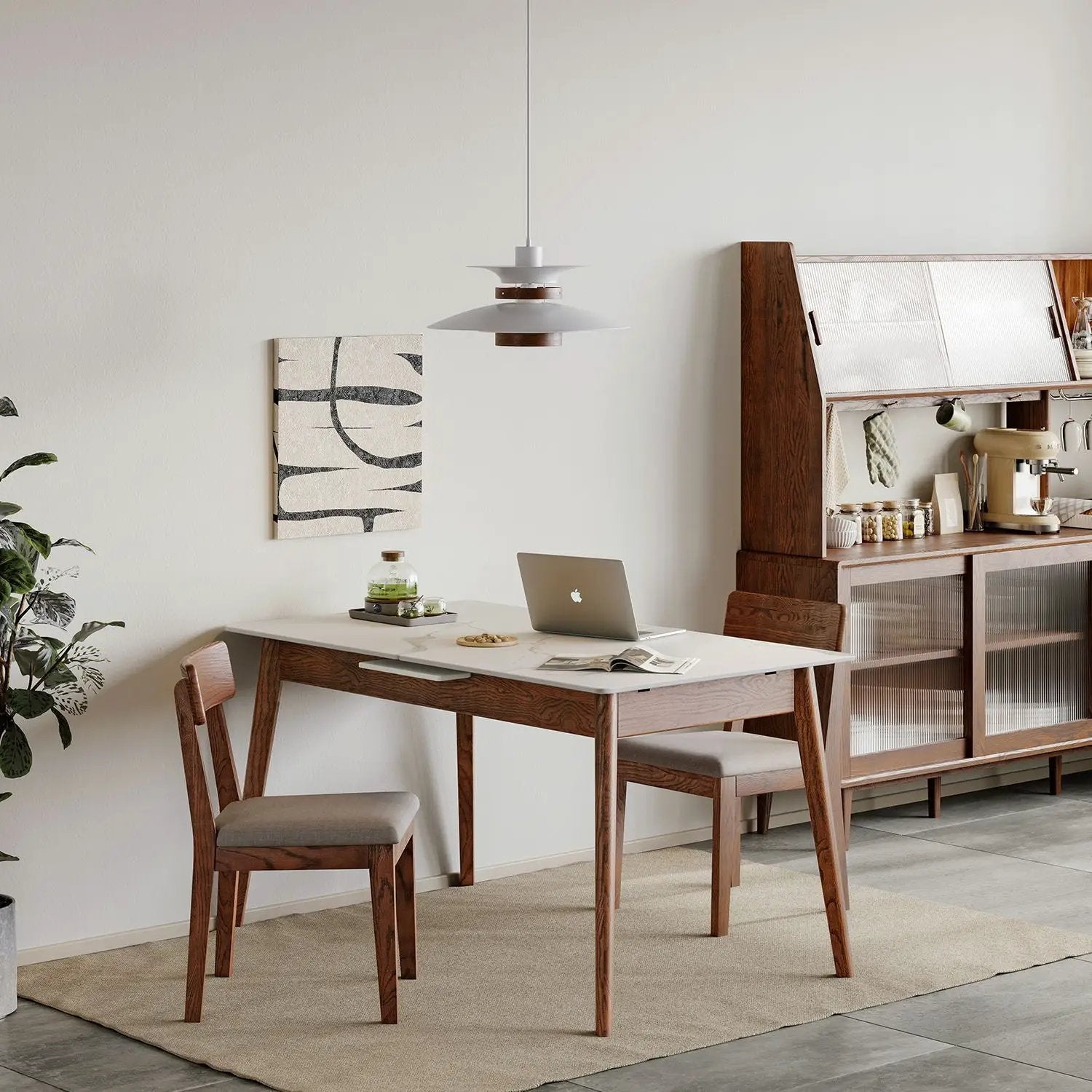 Round Corner Diagonal Leg Telescopic Table For 6 - 8 People To Meet Dining Table by Unique Piece Furniture