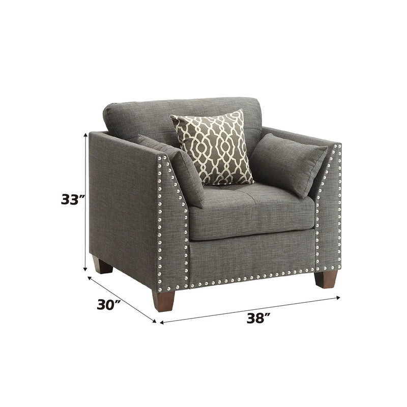 Laurissa - Chair With 3 Pillows - Light Charcoal Linen by Unique Piece Furniture
