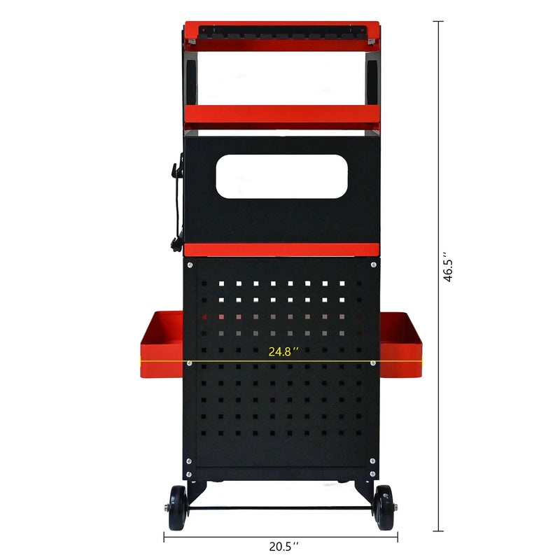 4 Level Multi Purpose Trolley For Diagnostics - Black / Red by HouseOfZazla