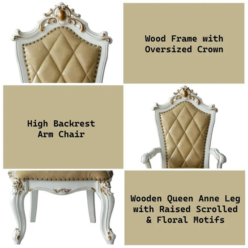 Picardy - Arm Chair (Set of 2) - Butterscotch Synthetic Leather & Antique Pearl by Unique Piece Furniture