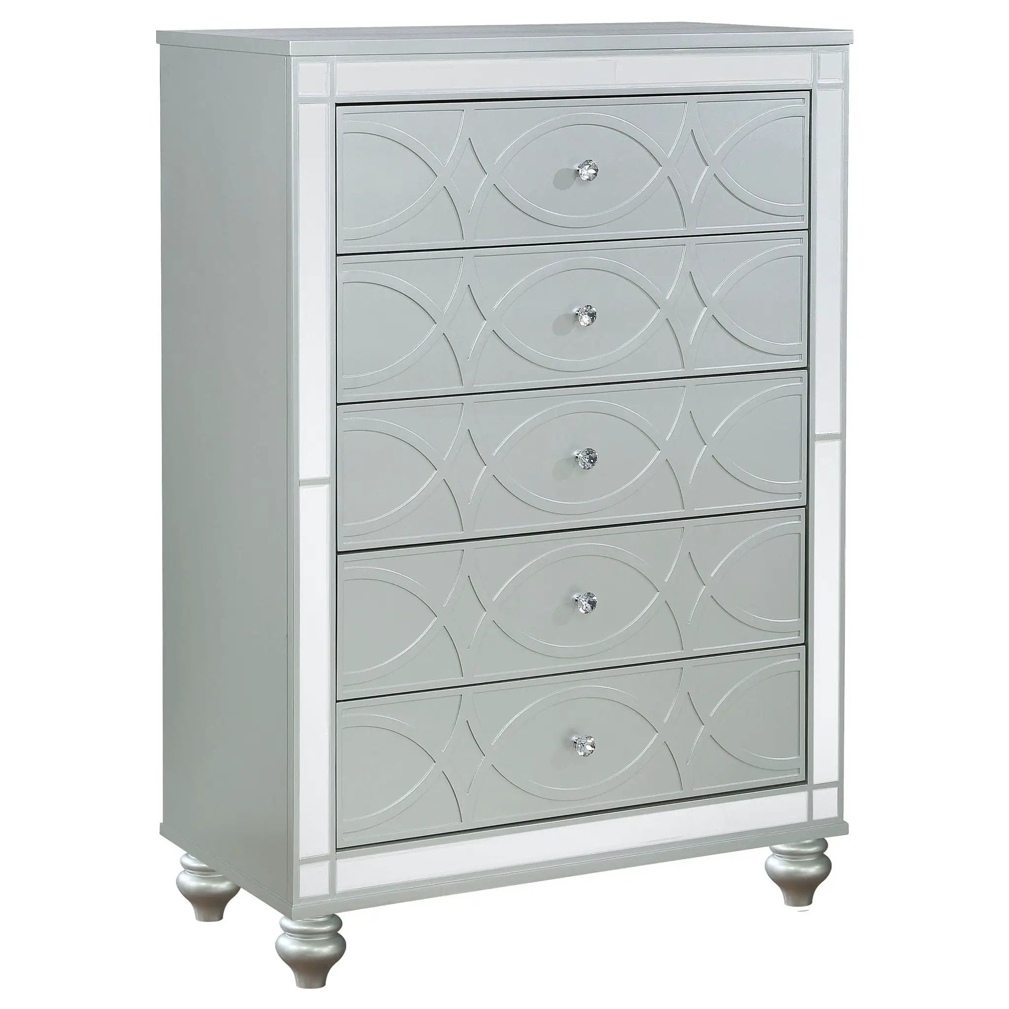 Gunnison 5-drawer Bedroom Chest Silver Metallic by Unique Piece Furniture