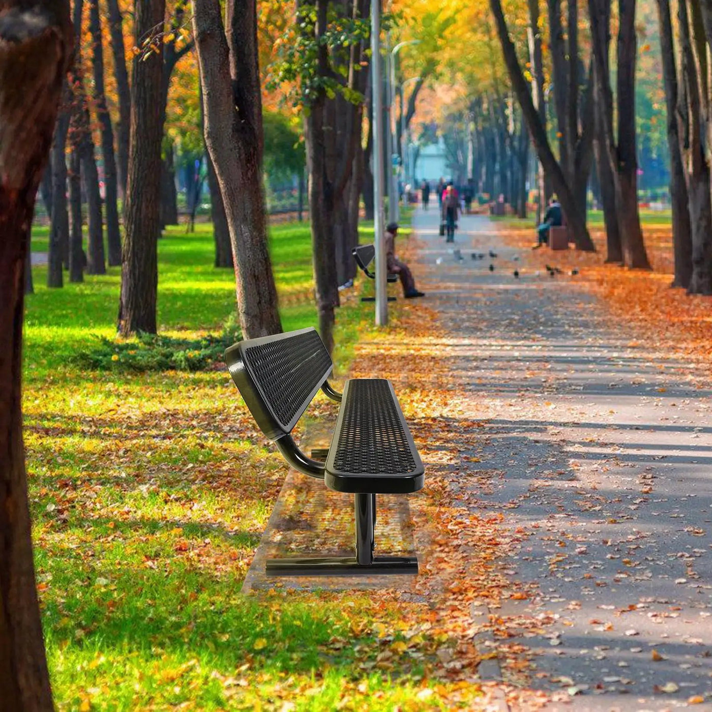 Outdoor Steel Bench With Backrest by Unique Piece Furniture