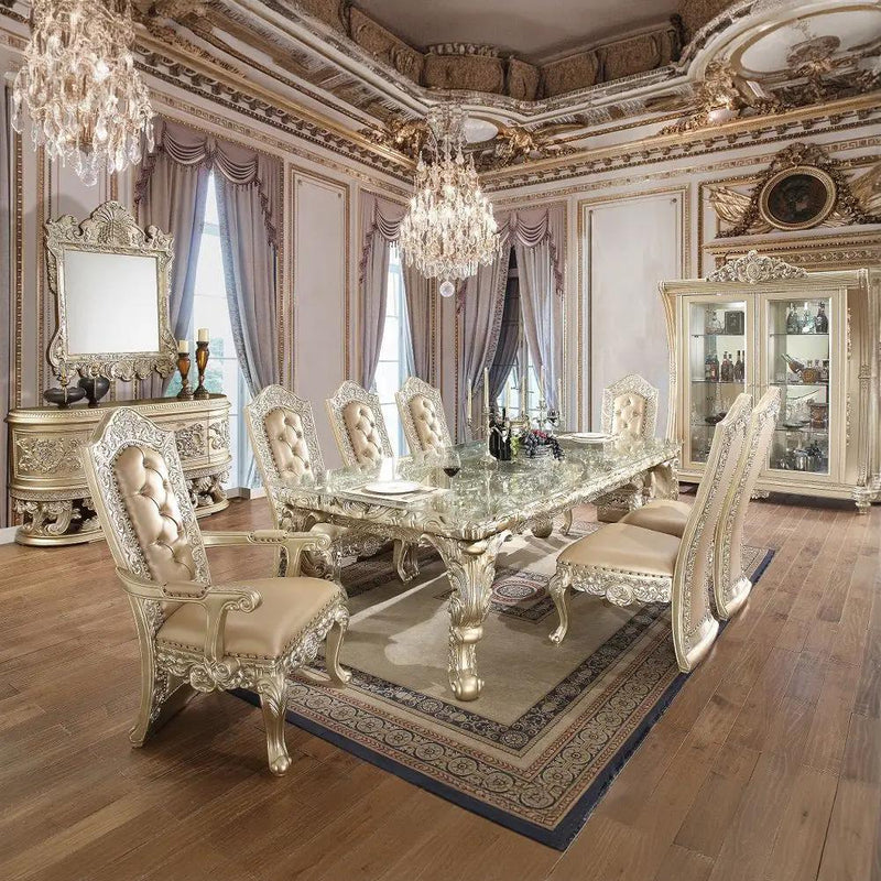 Vatican - Arm Chair (Set of 2) - Synthetic Leather & Champagne Silver by Unique Piece Furniture