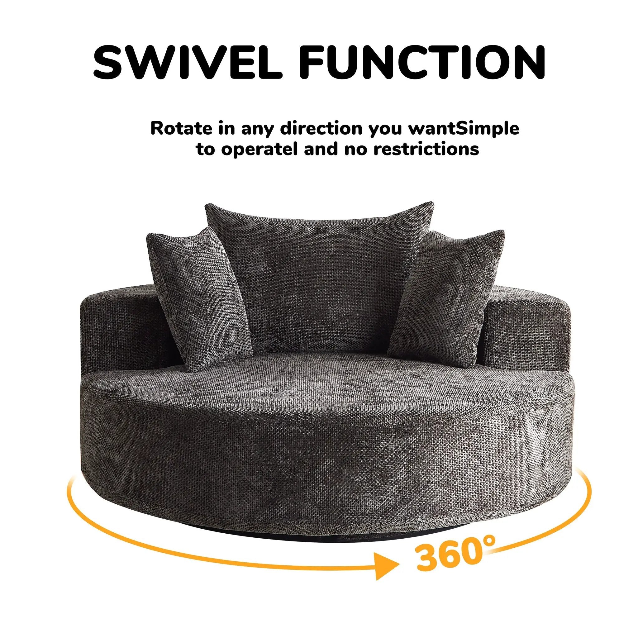 55'' Chenille Foam Single Swivel Chair by HouseOfZazla
