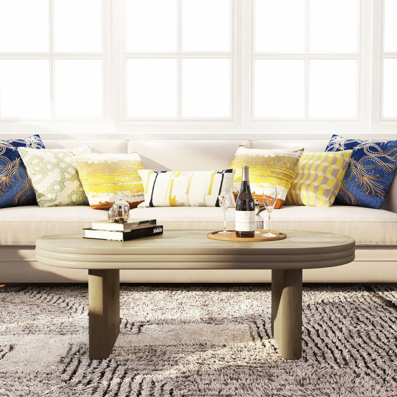 Oval Fluted Coffee Table - Natural by Unique Piece Furniture