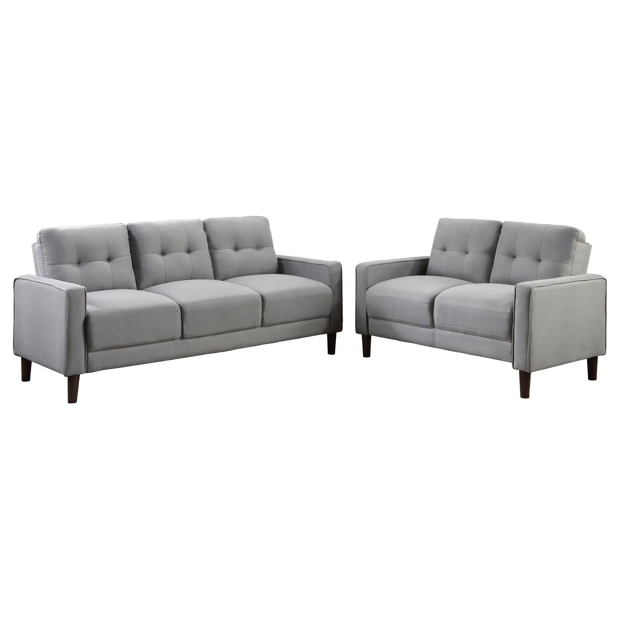 Bowen 2-piece Upholstered Track Arm Tufted Sofa Set Grey by Unique Piece Furniture