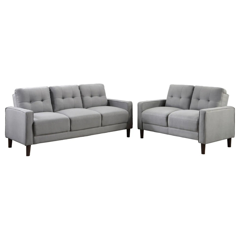Bowen 2-piece Upholstered Track Arm Tufted Sofa Set Grey by Unique Piece Furniture