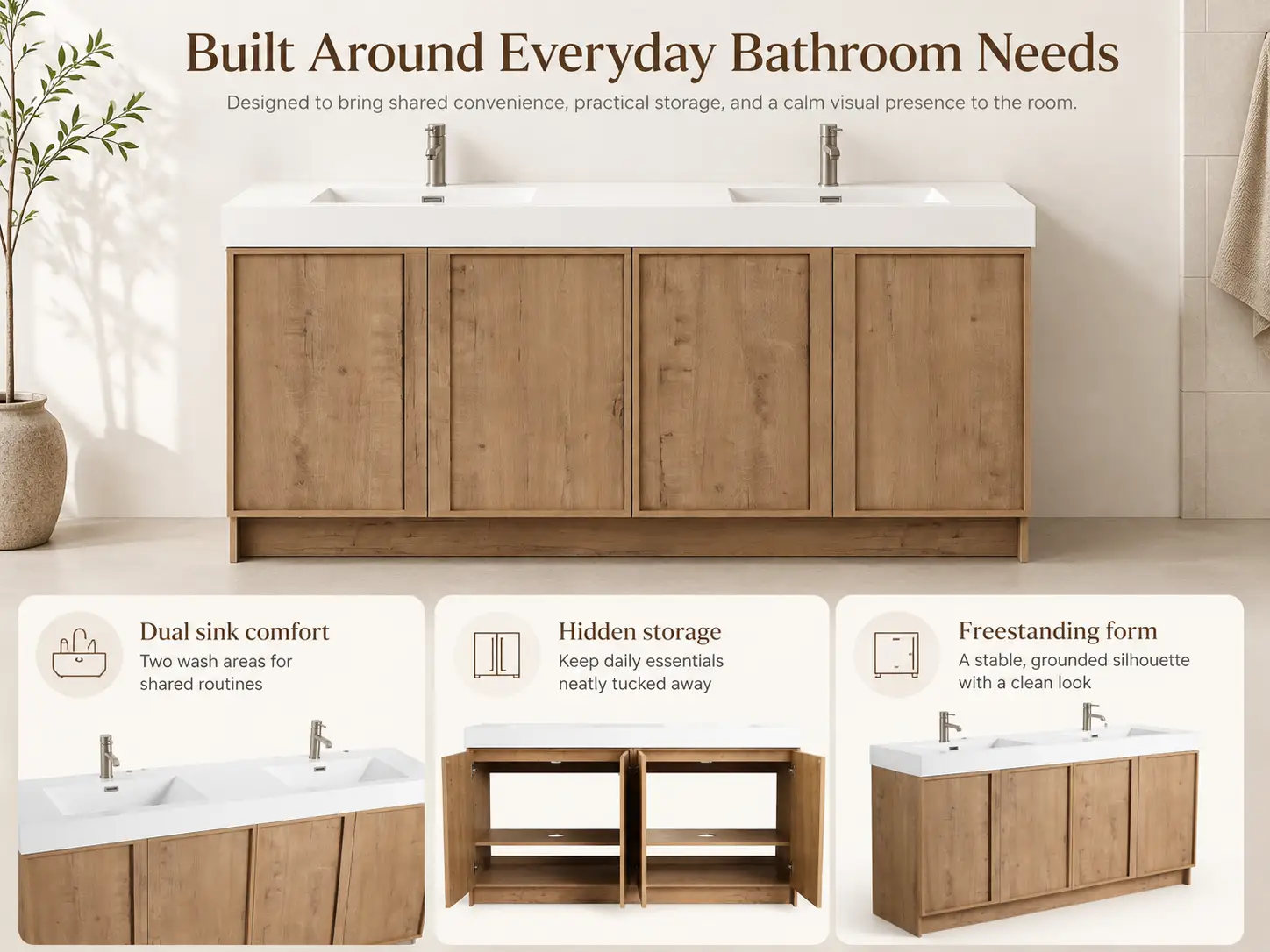 72" Freestanding Bathroom Vanity With Dual Resin Sink by HouseOfZazla