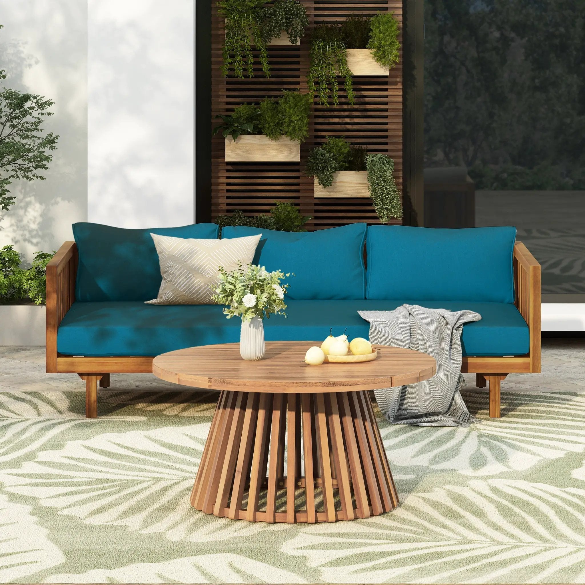 Claremont Patio Furniture Set: 3-Seater Daybed + Acacia Wood Table by HouseOfZazla