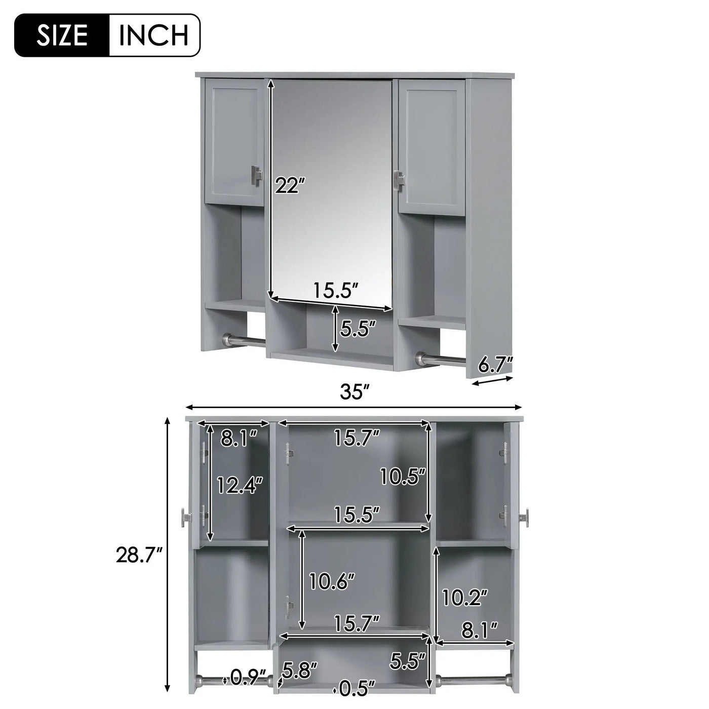 Wall Mounted Bathroom Storage Cabinet With Mirror, Medicine Cabinet With Towel Bar by HouseOfZazla