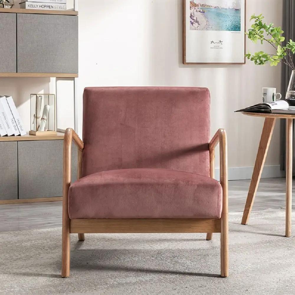 Classic Mid-Century Modern Accent Chairs, Open Framed Armchair With Cushioning by HouseOfZazla