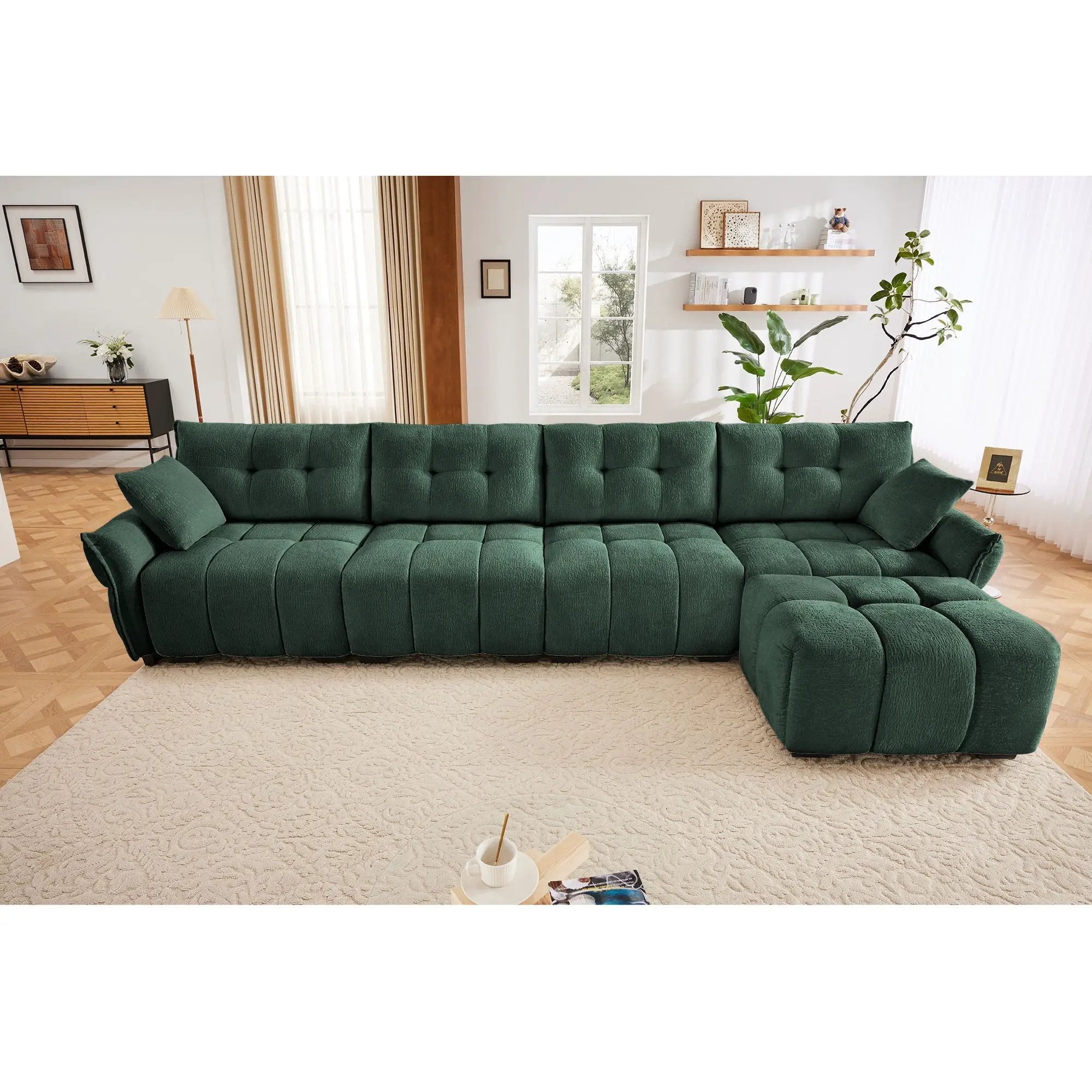 Sofa Set With Ottoman And Pillows, Textured, High Resilience Cushions by Unique Piece Furniture
