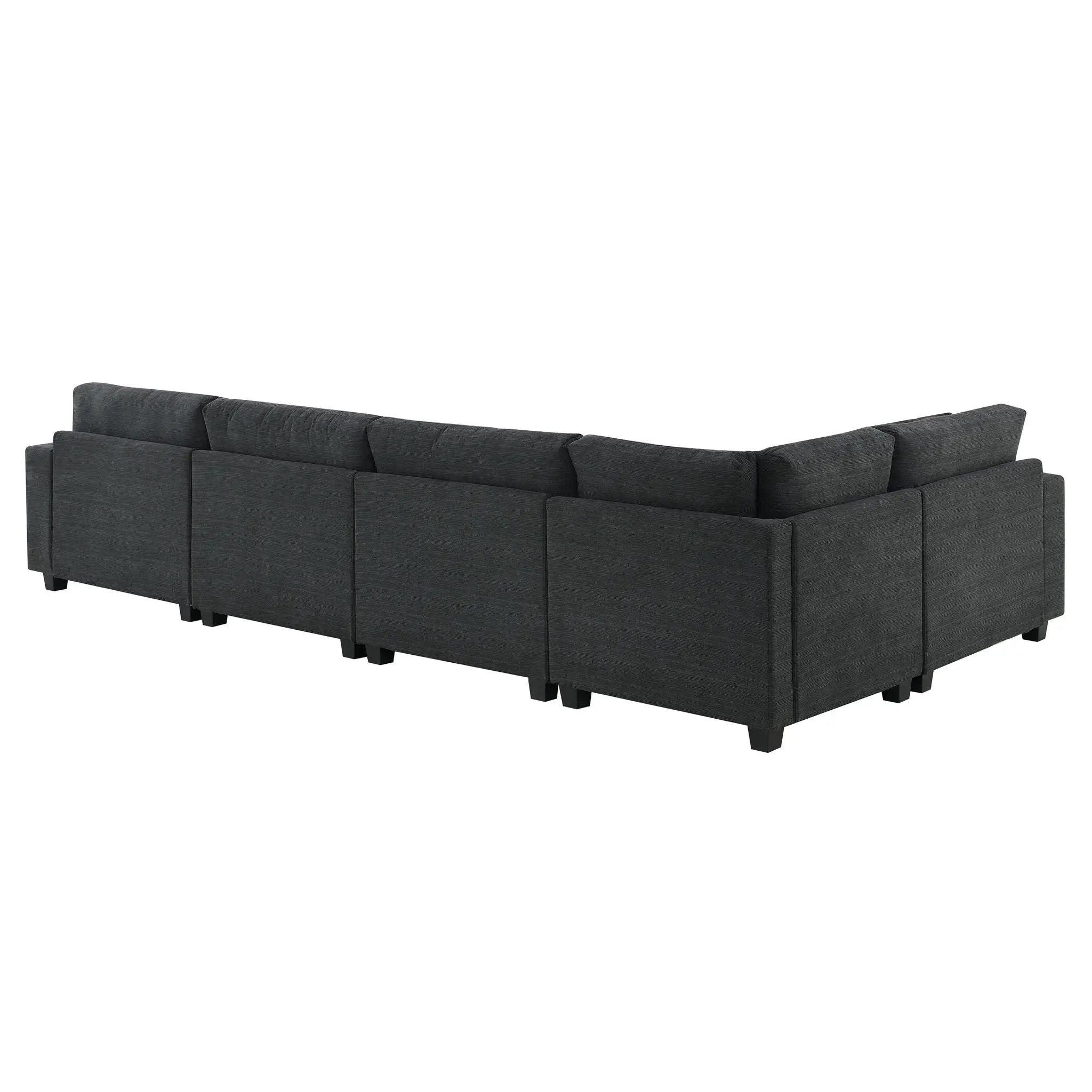 U Shaped Sectional Sofa 6 Seat Couch Set With Oversized Ottoman, Hidden Armrest Storage And Cup Holders USB Charging Ports Wide Seat Sofa by HouseOfZazla