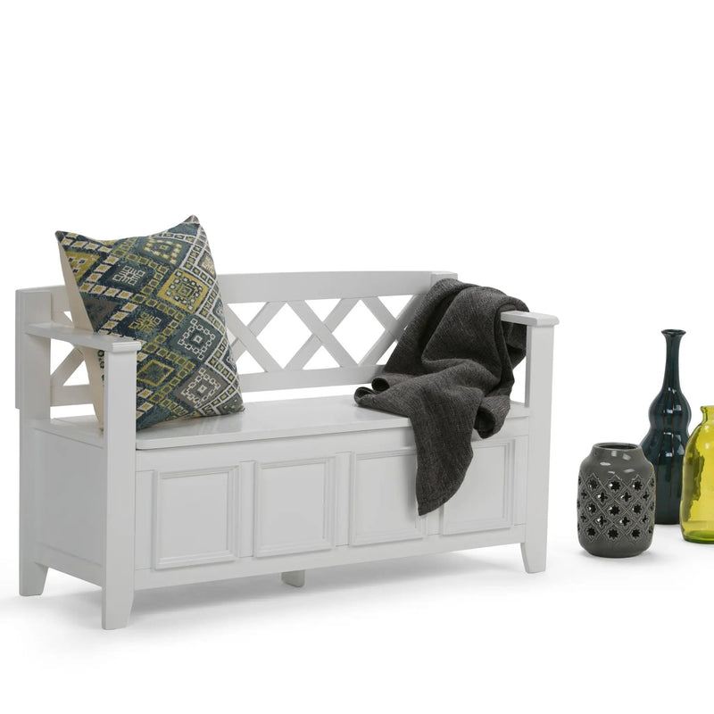 Amherst Solid Wood Entryway Storage Bench in White by HouseOfZazla