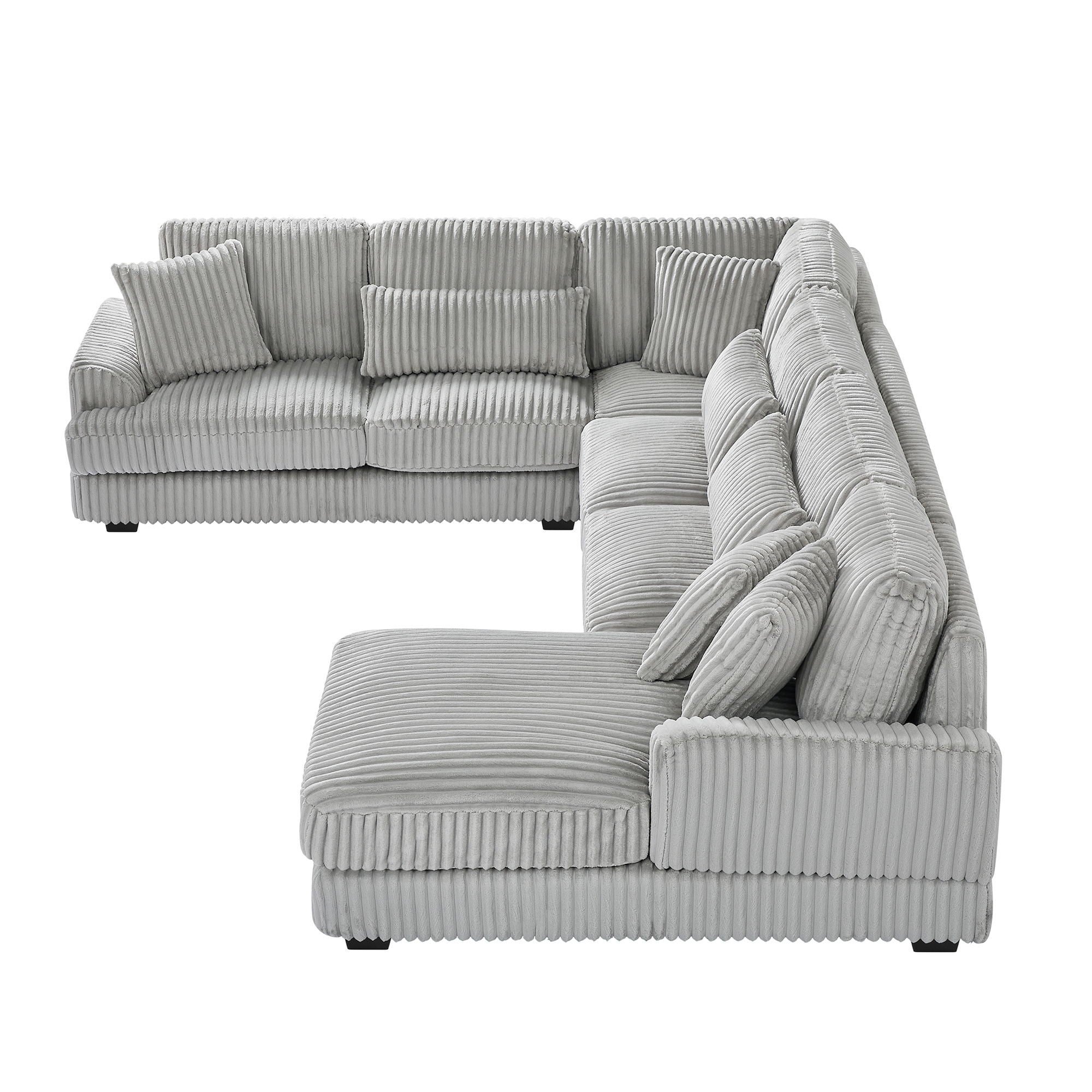 U - Shaped Sectional Sofa With Chaise Lounge, Oversized Living Room Sofa - Gray by HouseOfZazla