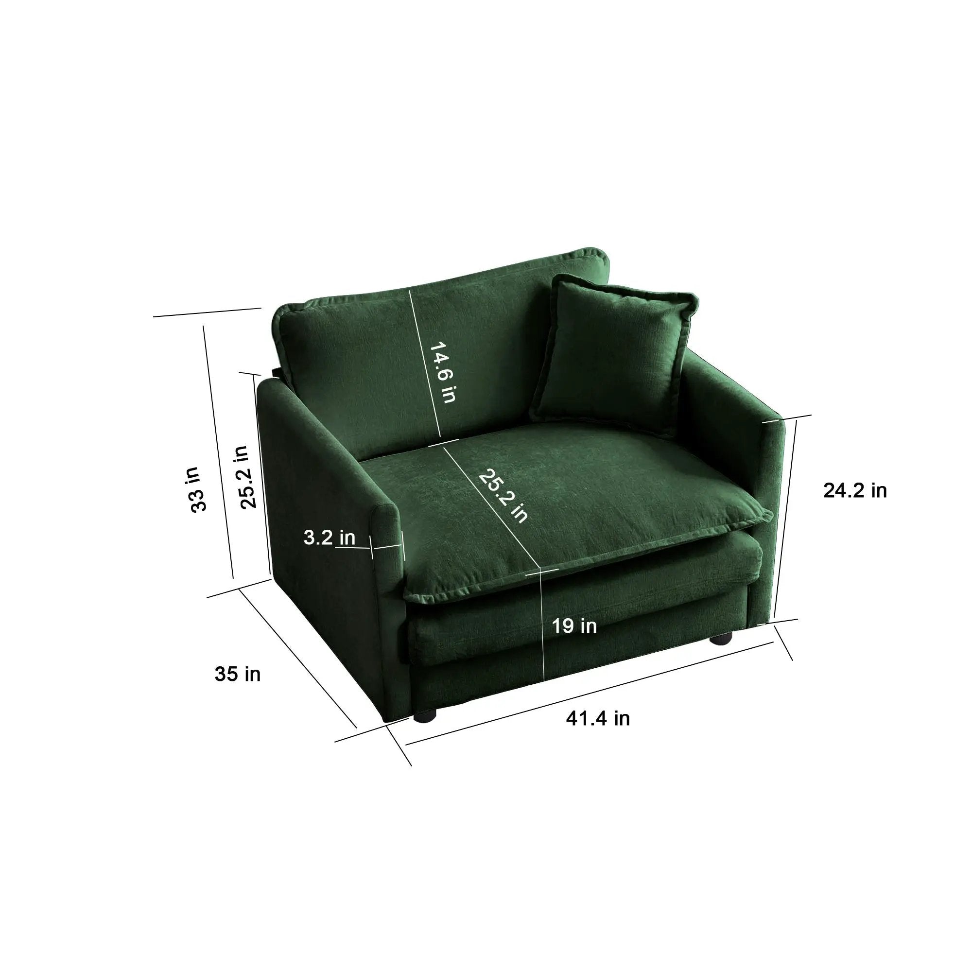 2-Piece Upholstered Sectional Sofa Set in Green Chenille by HouseOfZazla