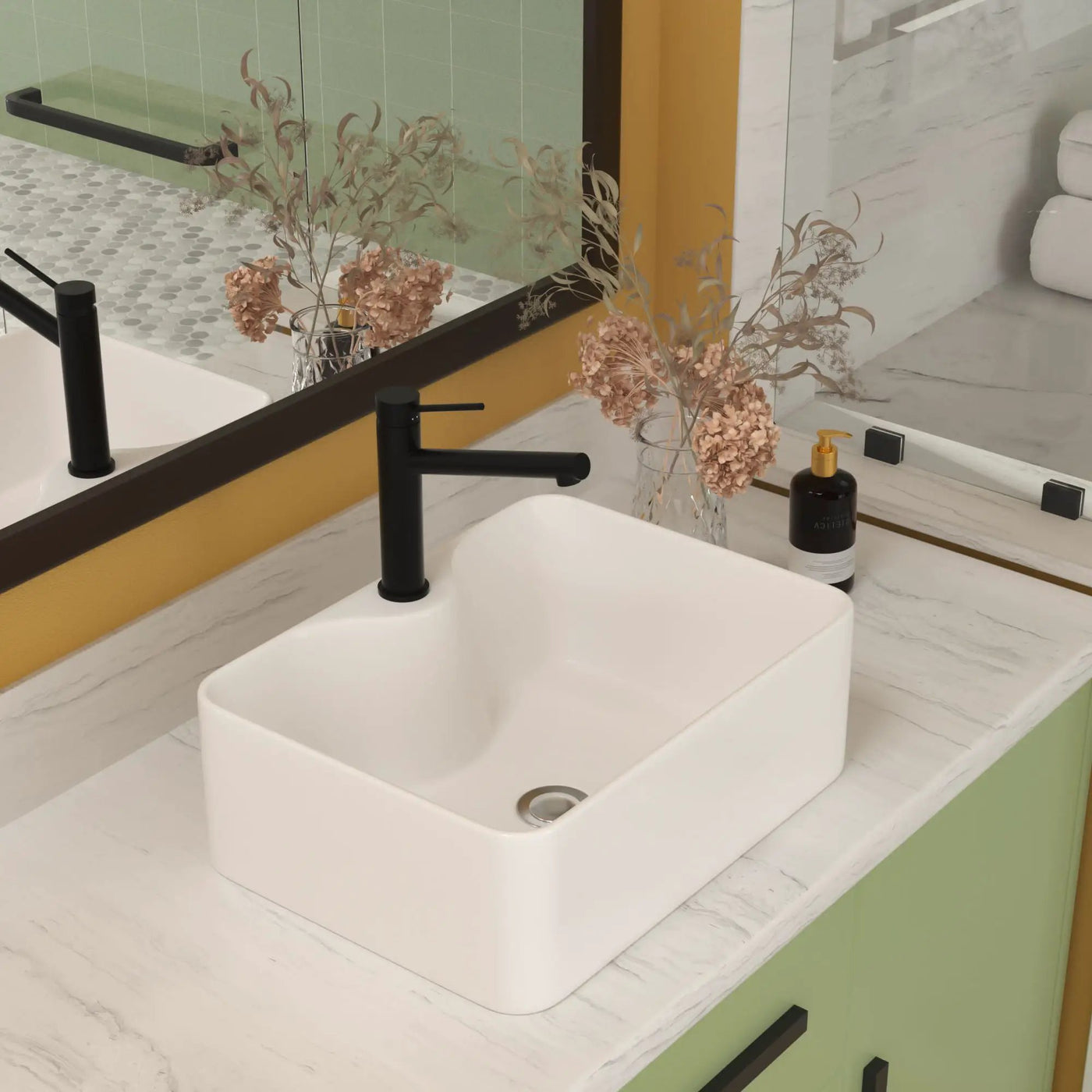 Modern Ceramic Rectangular Vessel Bathroom Sink With Sleek Design by HouseOfZazla