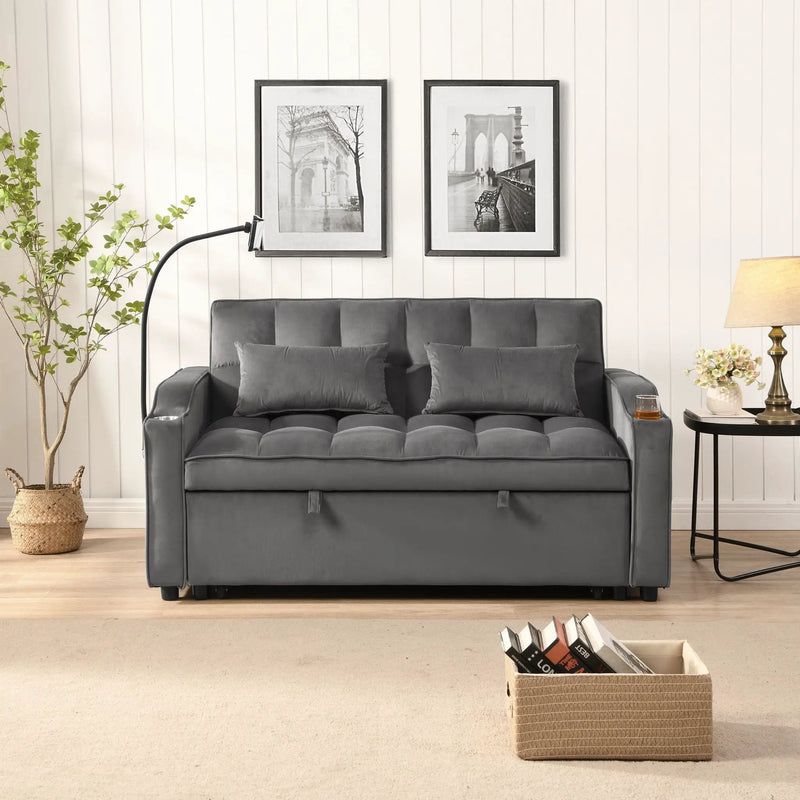 Sofa Bed With Trundle For Small Rooms - Dark Gray by Unique Piece Furniture