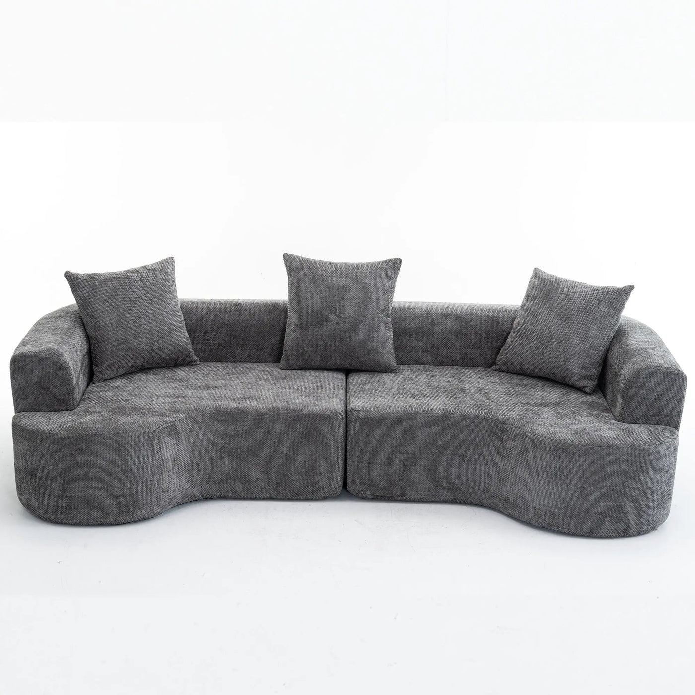 Modern Style Ultra Smooth Curved Sofa With 3 Pillows by Unique Piece Furniture