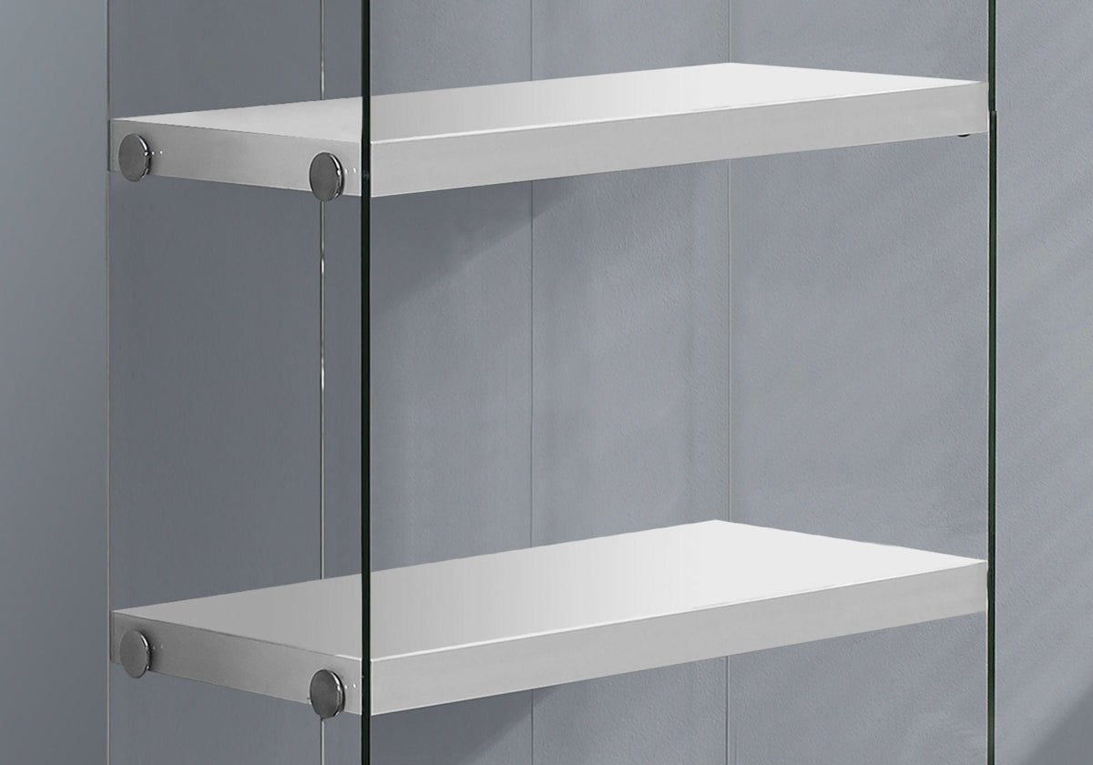 5-Tier White Bookcase with Tempered Glass Sides - White, photo 3 of 4