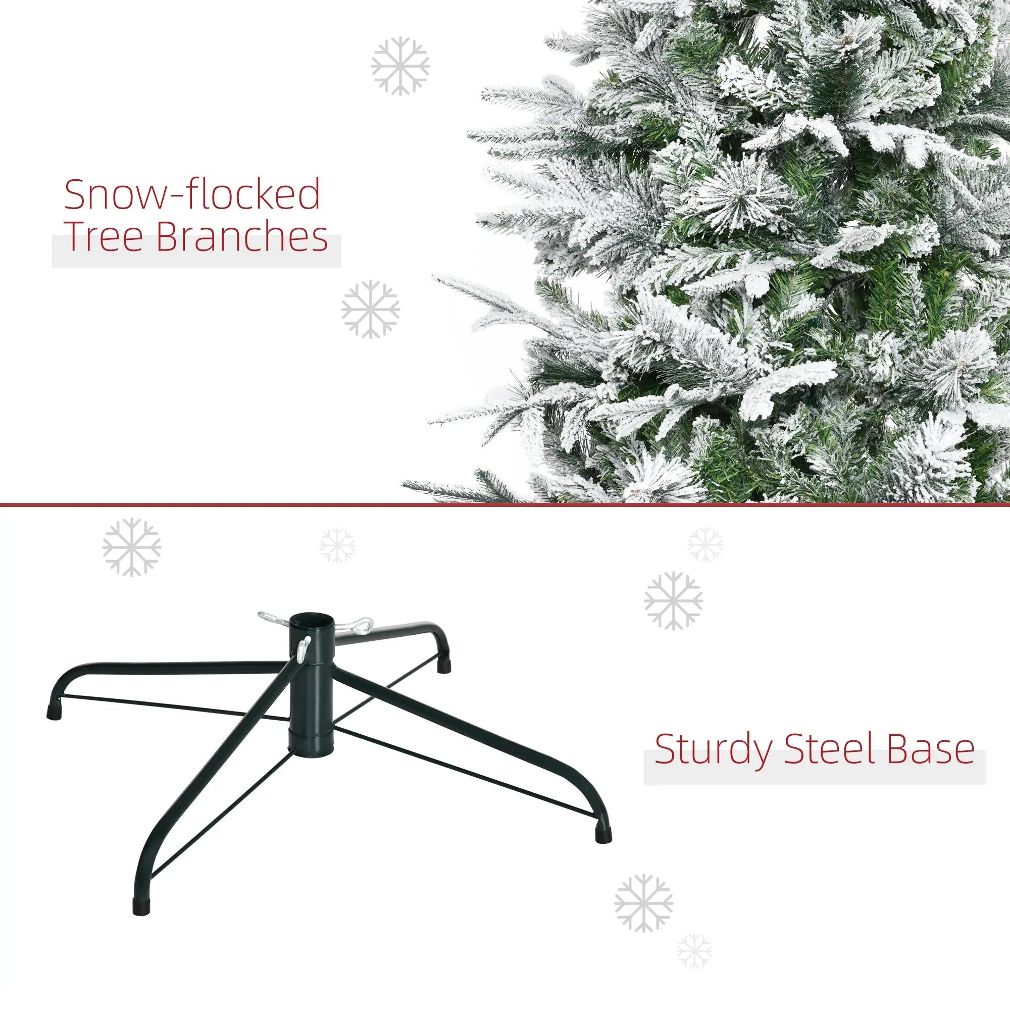 HOMCOM 9' Unlit Snow Flocked Pine Artificial Christmas Tree by HouseOfZazla