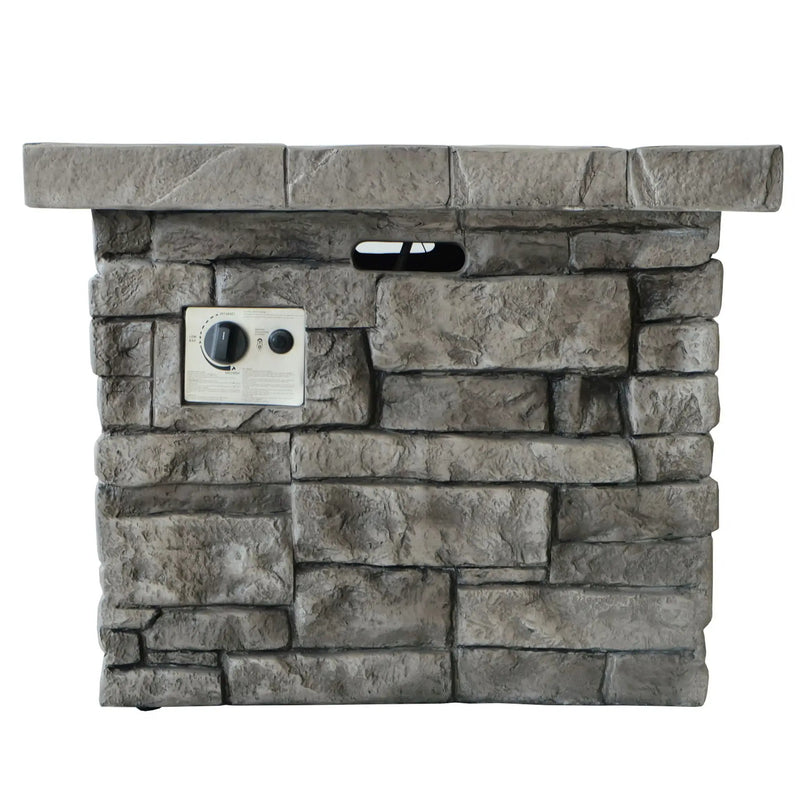 Outdoor Square Propane Fire Pit 40,000 BTU - Gray by HouseOfZazla
